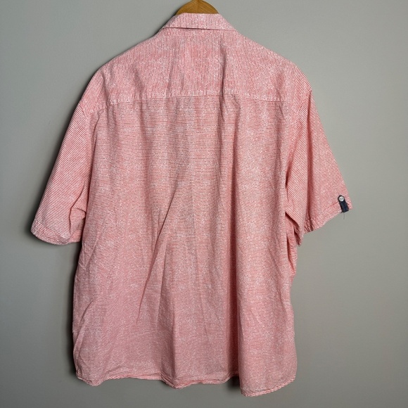Point Zero Men's‎ CLASSIC FIT GOLD Short Sleeve Button Up Shirt Peach/White 2X - Picture 7 of 14